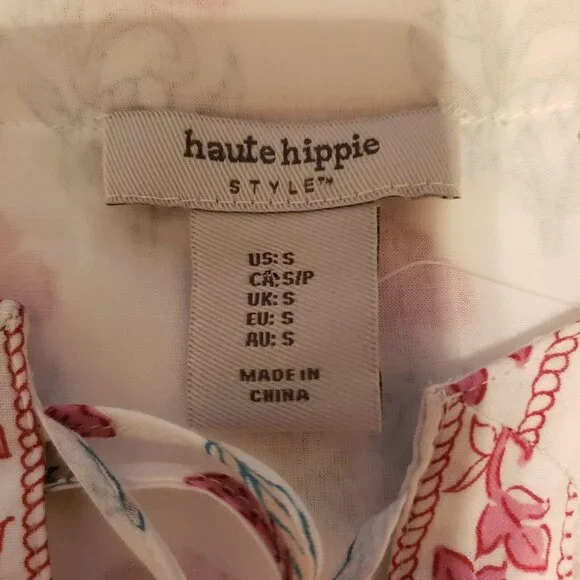 NWOT Haute Hippie Long Sleeve Dress Boho Lined Floral‎ Cotton Rayon Size Small - Picture 7 of 13